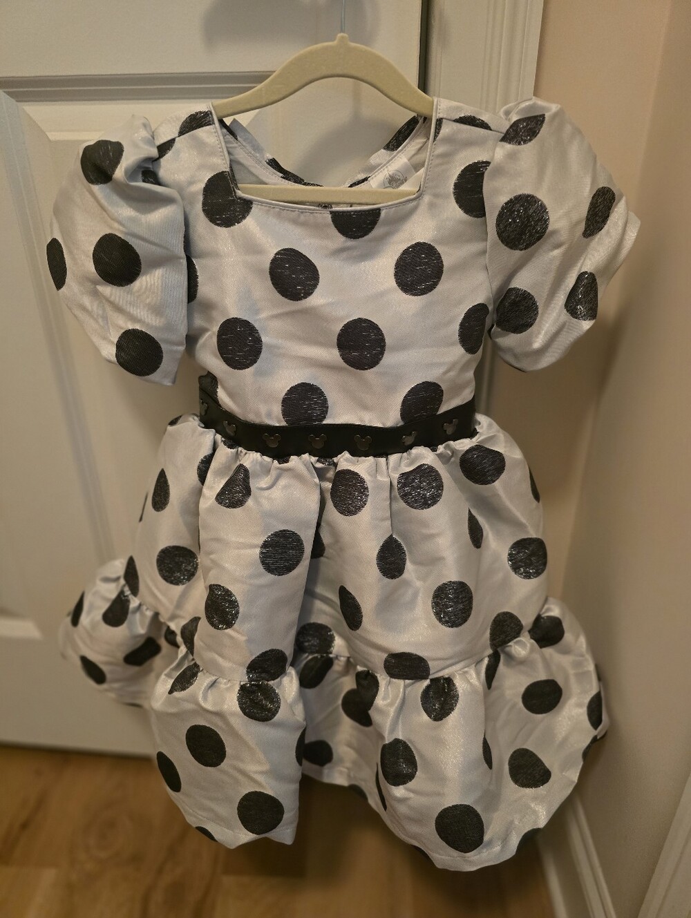 Girls' Polka Dot Party Dress - White & Black Disney Mickey Mouse 5/6 girls